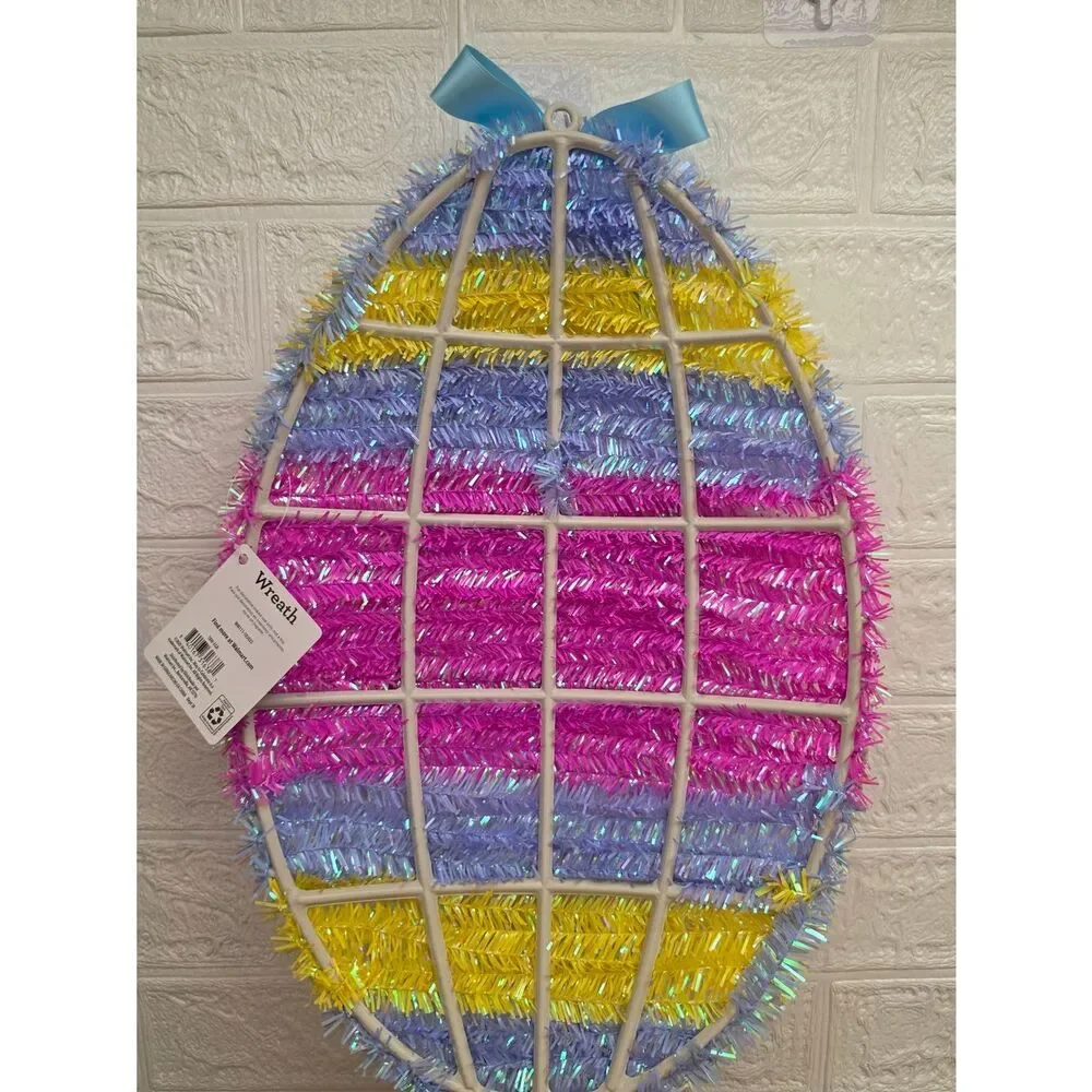 Happy Easter Egg Tinsel Wall Decor Multicolor 18
